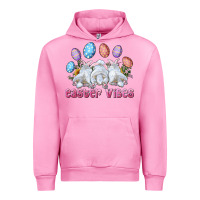 Fuchsia Pink Easter Vibes with Bunny and Eggs Urban Hoodie - RanaPortraitStore