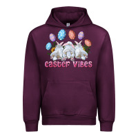 Mauve Wine Easter Vibes with Bunny and Eggs Urban Hoodie - RanaPortraitStore