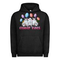 Pigment Black Easter Vibes with Bunny and Eggs Urban Hoodie - RanaPortraitStore