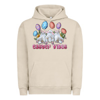 Pigment French Oak Easter Vibes with Bunny and Eggs Urban Hoodie - RanaPortraitStore