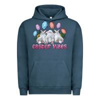 Pigment Midnight Navy Easter Vibes with Bunny and Eggs Urban Hoodie - RanaPortraitStore