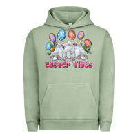 Pigment Oil Green Easter Vibes with Bunny and Eggs Urban Hoodie - RanaPortraitStore