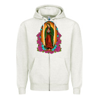 Oatmeal Heather our lady of guadalupe Zipper Hoodie - JahusDesignShop