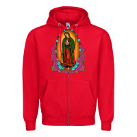 Red our lady of guadalupe Zipper Hoodie - JahusDesignShop