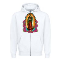 White our lady of guadalupe Zipper Hoodie - JahusDesignShop