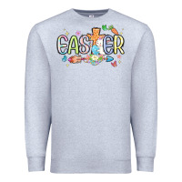 Heather Grey easter cross with bunny Premium Sweatshirt - MaliasSmallBusiness
