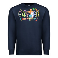 Navy easter cross with bunny Premium Sweatshirt - MaliasSmallBusiness