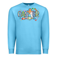 Ocean Blue easter cross with bunny Premium Sweatshirt - MaliasSmallBusiness