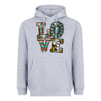 Heather Grey Turquoise Love Heavyweight Hoodie - Jasminsmagicworld