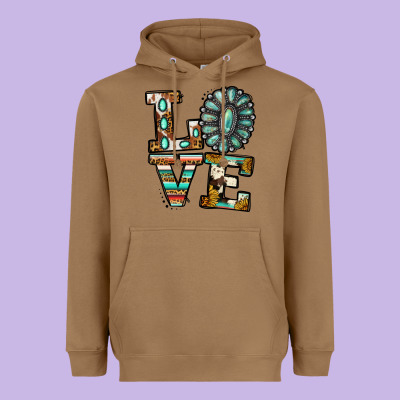 Turquoise Love Heavyweight Hoodie Designed By Jasminsmagicworld