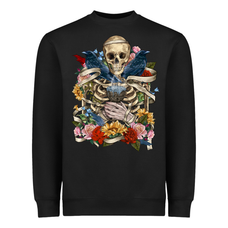 Flower Boho Skull Skeleton Heavyweight Sweatshirt by RanaPortraitStore | Teevron