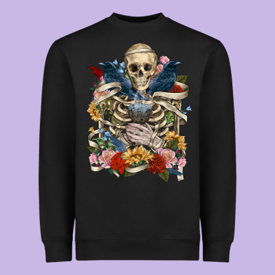Heavyweight Sweatshirt Flower Boho Skull Skeleton