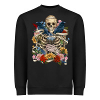 Black Flower Boho Skull Skeleton Heavyweight Sweatshirt - RanaPortraitStore