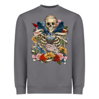 Storm Flower Boho Skull Skeleton Heavyweight Sweatshirt - RanaPortraitStore