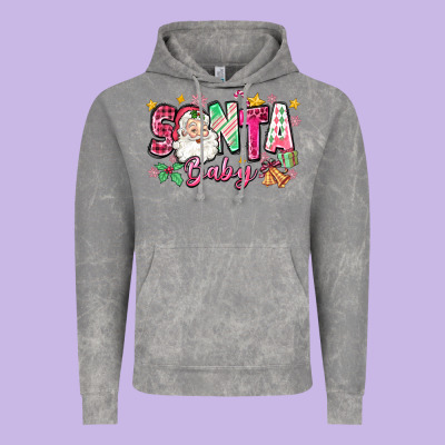 Pink Santa Baby Christmas Vintage Hoodie Designed By Zillion Design Studio
