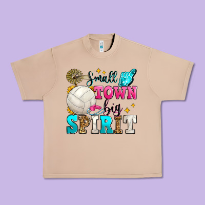 Small Town Big Spirit Volleyball Urban Heavy Tee Designed By Zillion Design Studio