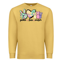 Antique Gold peace love peeps Premium Sweatshirt - MaliasSmallBusiness