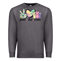 Charcoal Heather peace love peeps Premium Sweatshirt - MaliasSmallBusiness