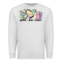 Oatmeal Heather peace love peeps Premium Sweatshirt - MaliasSmallBusiness