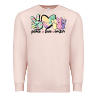 Pale Pink peace love peeps Premium Sweatshirt - MaliasSmallBusiness