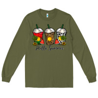 Army Green hello summer Long Sleeve Tee - CowhideDigitalArt