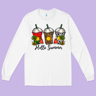 Hello Summer Long Sleeve Tee Designed By Cowhidedigitalart