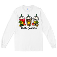 White hello summer Long Sleeve Tee - CowhideDigitalArt