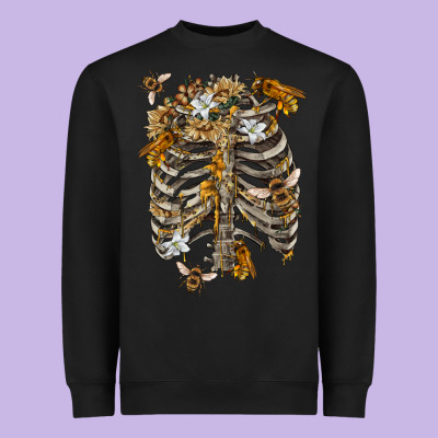 Heavyweight Sweatshirt Flower rib cage bees