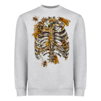 Heather Grey Flower rib cage bees Heavyweight Sweatshirt - RanaPortraitStore