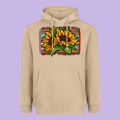 Sunflower With Serape Background Heavyweight Hoodie Designed By Jasminsmagicworld