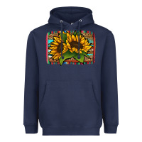 Navy Sunflower With Serape Background Heavyweight Hoodie - Jasminsmagicworld