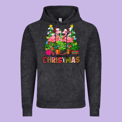 Merry Christmas Flamingo Vintage Hoodie Designed By Zillion Design Studio