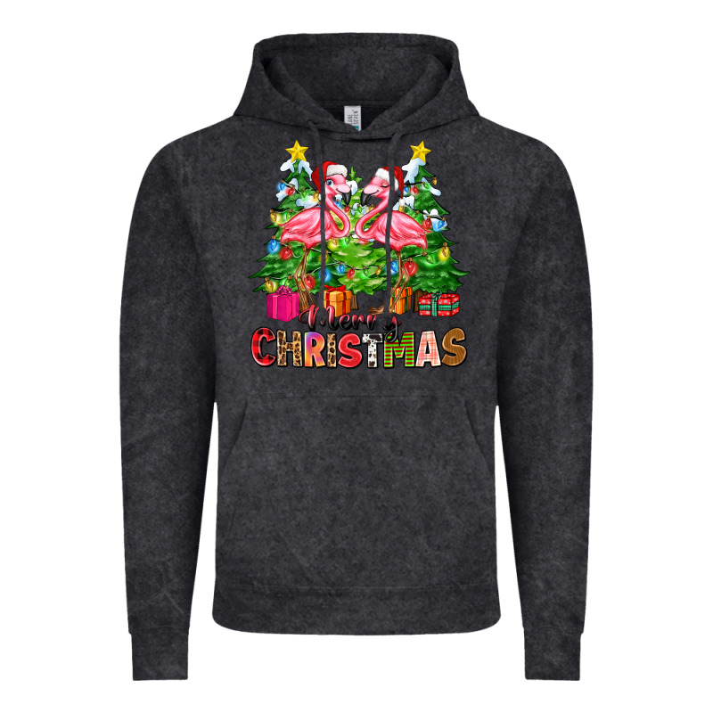 Merry Christmas Flamingo Vintage Hoodie by Zillion Design Studio | Teevron