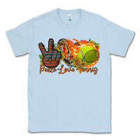 Dusty Blue peace love tennis Classic Tee - RacoonDesign