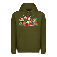 Army Green santa coffee Premium Hoodie - MaliasSmallBusiness