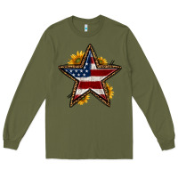 Army Green western 4th of july star Long Sleeve Tee - HRA Design Shop