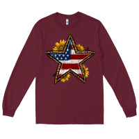 Burgundy western 4th of july star Long Sleeve Tee - HRA Design Shop