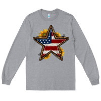Heather Grey western 4th of july star Long Sleeve Tee - HRA Design Shop
