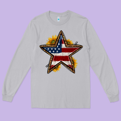 Western 4th Of July Star Long Sleeve Tee Designed By Hra Design Shop