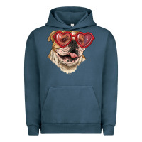 Pigment Midnight Navy English bulldog with love glass Urban Hoodie - RanaPortraitStore