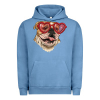 Pigment Pebble Blue English bulldog with love glass Urban Hoodie - RanaPortraitStore