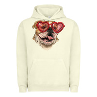 Pigment Pistachio English bulldog with love glass Urban Hoodie - RanaPortraitStore
