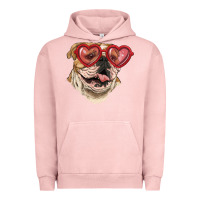 Pigment Salmon English bulldog with love glass Urban Hoodie - RanaPortraitStore