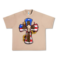 Burro american flag cross cow skull sunflowers Urban Heavy Tee - RanaPortraitStore