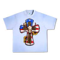 Grape Ice american flag cross cow skull sunflowers Urban Heavy Tee - RanaPortraitStore