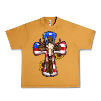 Peanut Butter american flag cross cow skull sunflowers Urban Heavy Tee - RanaPortraitStore