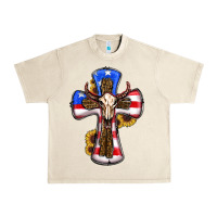 Sandshell american flag cross cow skull sunflowers Urban Heavy Tee - RanaPortraitStore
