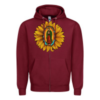 Burgundy our lady of guadalupe sunflower Zipper Hoodie - JahusDesignShop