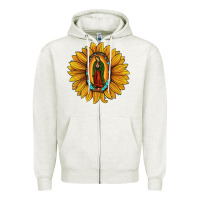 Oatmeal Heather our lady of guadalupe sunflower Zipper Hoodie - JahusDesignShop