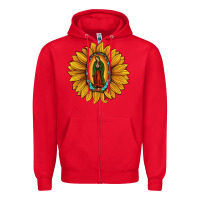 Red our lady of guadalupe sunflower Zipper Hoodie - JahusDesignShop